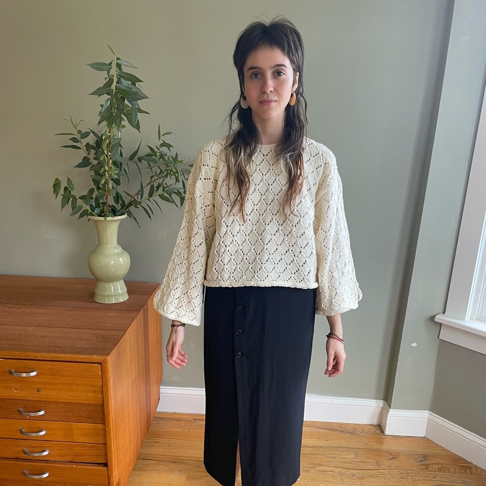 Jaggery LINA Cream Textured Crew Neck Sweater